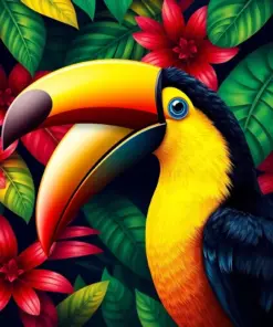 Vivid Tropical Toucan Profile paint by numbers