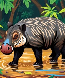 Wading Realistic Jungle Tapir Paint By Numbers