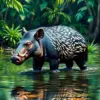 Wading Realistic Jungle Tapir Paint By Numbers