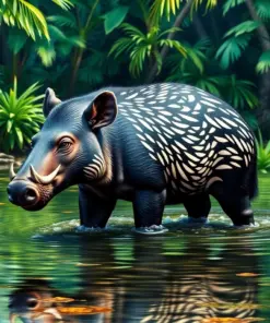 Wading Realistic Jungle Tapir Paint By Numbers