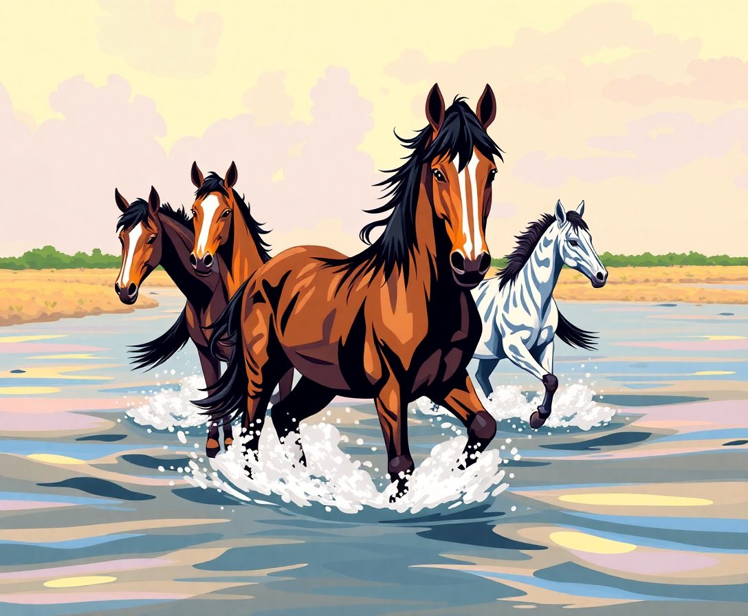 Wading Tropical Delta Equines Paint By Numbers Kit completed