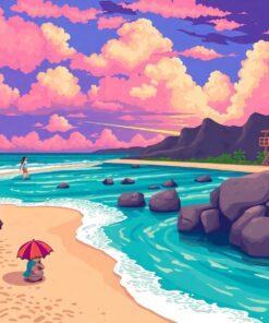 Waikiki Beach Alien Encounter Paint By Numbers