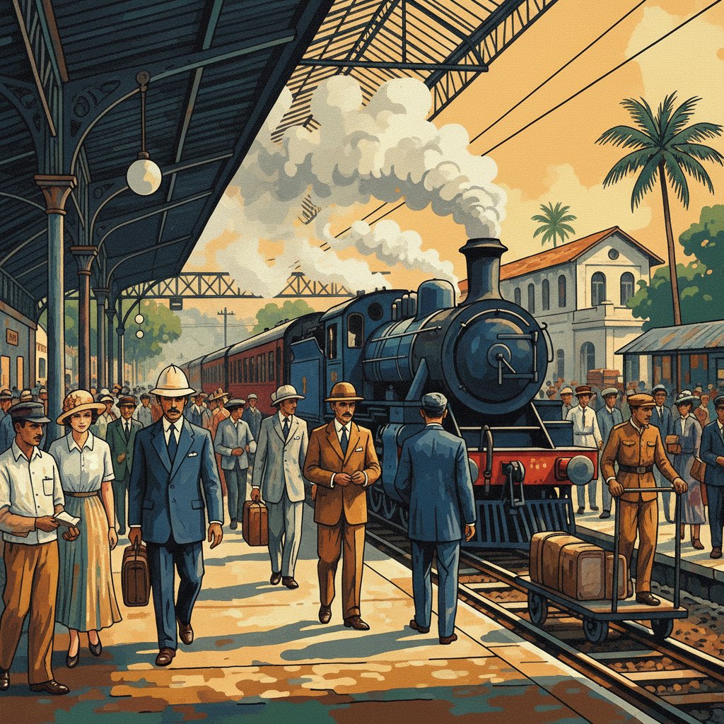 Waiting At Colombo Station Paint By Numbers - Vintage Art completed