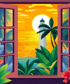 Warm Tropical Window Beacon Paint By Numbers