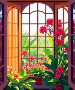 Window Blooms Paint Numbers