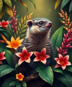 Watchful Mongoose Tropical Flora Paint By Numbers
