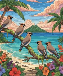 Waxwings On Tropical Shores Paint By Numbers
