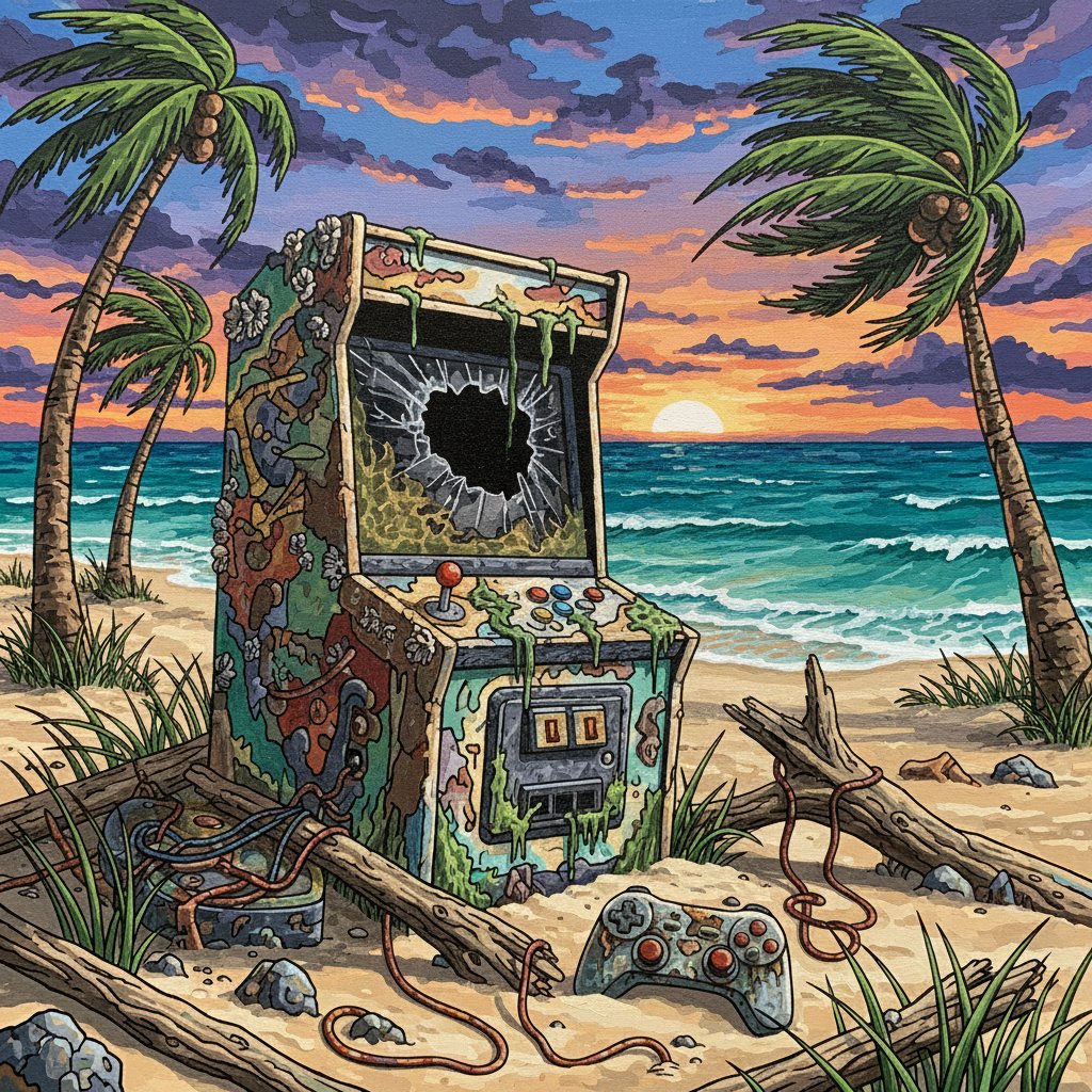 Weathered Beachfront Gaming Relic Paint By Numbers Kit completed