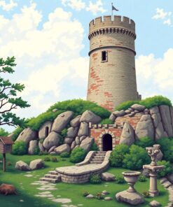 Weathered Colonial Cliff Tower Paint By Numbers