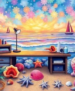 Weathered Desk Shell Glow Paint By Numbers