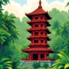 Pagoda Shadows Paint Numbers