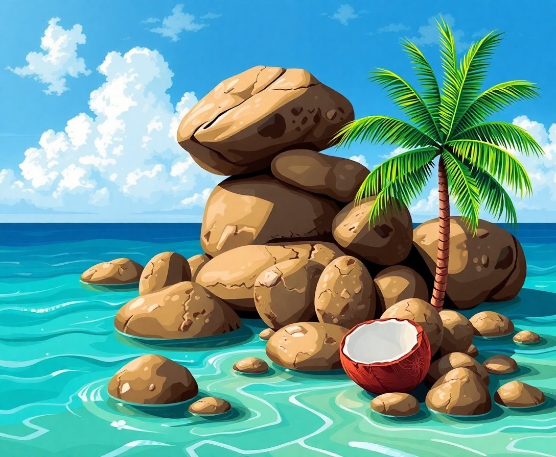 Weathered Stones And Coconuts Paint By Numbers Kit completed