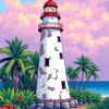 Tropical Lighthouse Paint Numbers