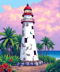 Tropical Lighthouse Paint Numbers