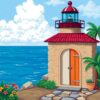 Weathered Tropical Lighthouse Door Paint By Numbers