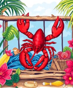 Weathered Tropical Lobster Trap Paint By Numbers