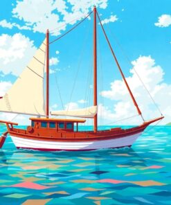 Weathered Tropical Sailing Boat Paint By Numbers