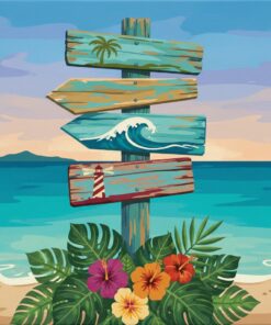 Weathered Tropical Signpost Paint By Numbers