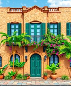 Weathered Tropical Stucco Facade Paint By Numbers