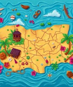 Weathered Tropical Treasure Map Paint By Numbers