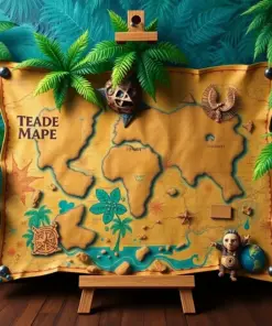 Weathered Tropical Treasure Map Paint By Numbers