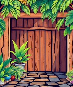 Weathered Tropical Wood Entrance Paint By Numbers