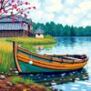 Weathered Vintage Impressionist Rowboat Paint By Numbers