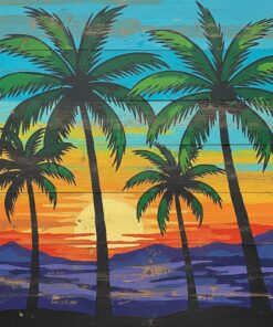 Weathered Wood Palm Silhouettes Paint By Numbers