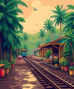 Wet Jungle Railway Stop Paint By Numbers