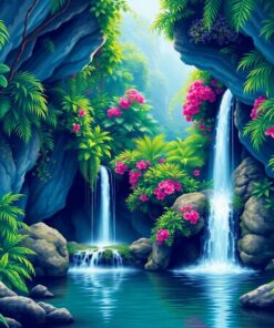 Whispering Tropical Grotto Falls Paint By Numbers