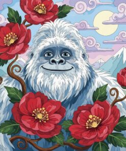 White Fur Crimson Bloom Paint By Numbers