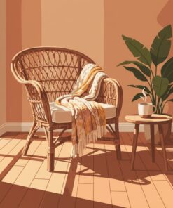 Wicker Chair Warm Shadows Paint By Numbers