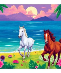 Wild Horses Tropical Lagoon Paint By Numbers