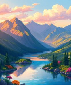 Winding Island Mountain Pass Paint By Numbers