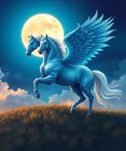 Winged Horse At Moonlight Illustration Paint By Numbers