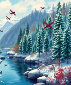 Winter Cascade Vintage Flight Paint By Numbers