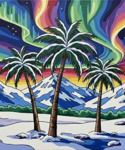 Winter Mountain Palm Tree Paint By Numbers