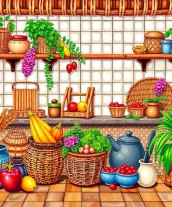 Woven Rattan Kitchen Bounty Paint By Numbers