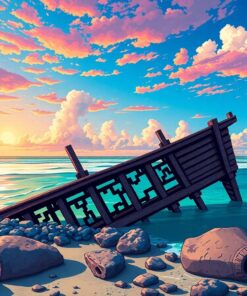 Wreck Under Tropical Skies Paint By Numbers