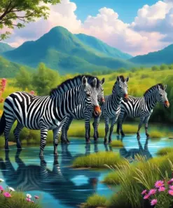 Zebras By Lush Waters Paint By Numbers