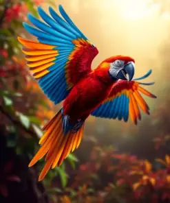 Amazon Macaw Flight paint by numbers