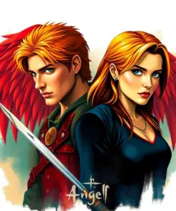 Angel And Buffy Characters Art paint by numbers