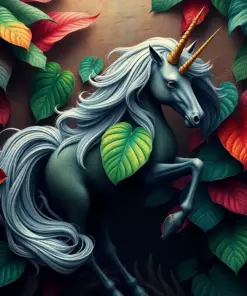 Antique Monstera Unicorn Paint By Numbers