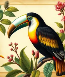 Antique Toucan Botanical Study paint by numbers