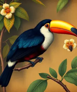 Antique Toucan Botanical Study paint by numbers