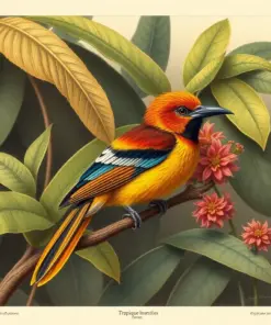 Antique Tropical Bird Study paint by numbers