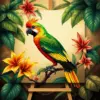 Antique Tropical Bird Study paint by numbers