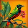 Antique Tropical Bird Study paint by numbers
