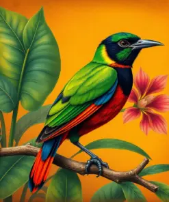 Antique Tropical Bird Study paint by numbers