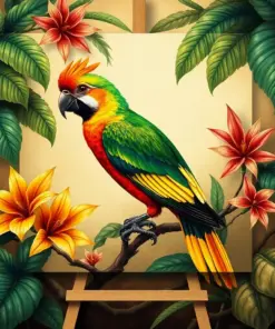 Antique Tropical Bird Study paint by numbers